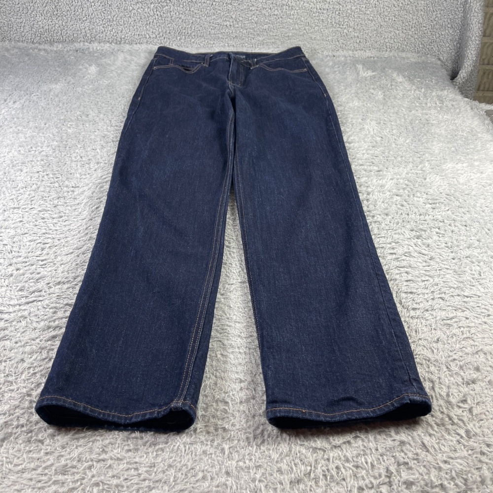 Old Navy Extra High-Rise Straight Jeans Dark Wash Secret-Smooth Pockets Size 8